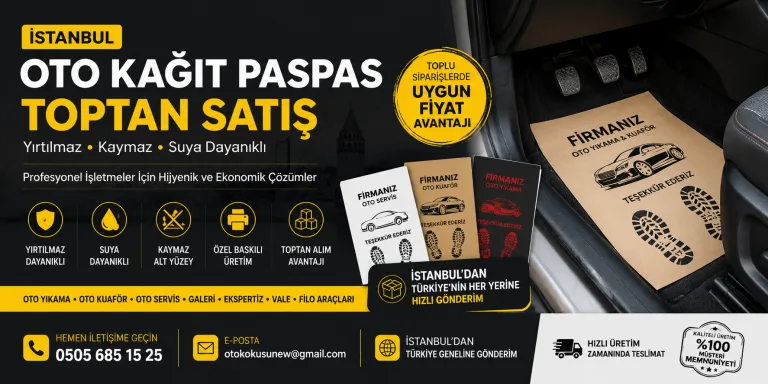 İstanbul oto kağıt paspas toptan satış banner görseli ve yırtılmaz latex oto paspas modelleri